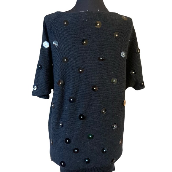 Vintage Bonnie Boerer & Company Black Short Sleeve Embellished Sweater - Picture 7 of 16